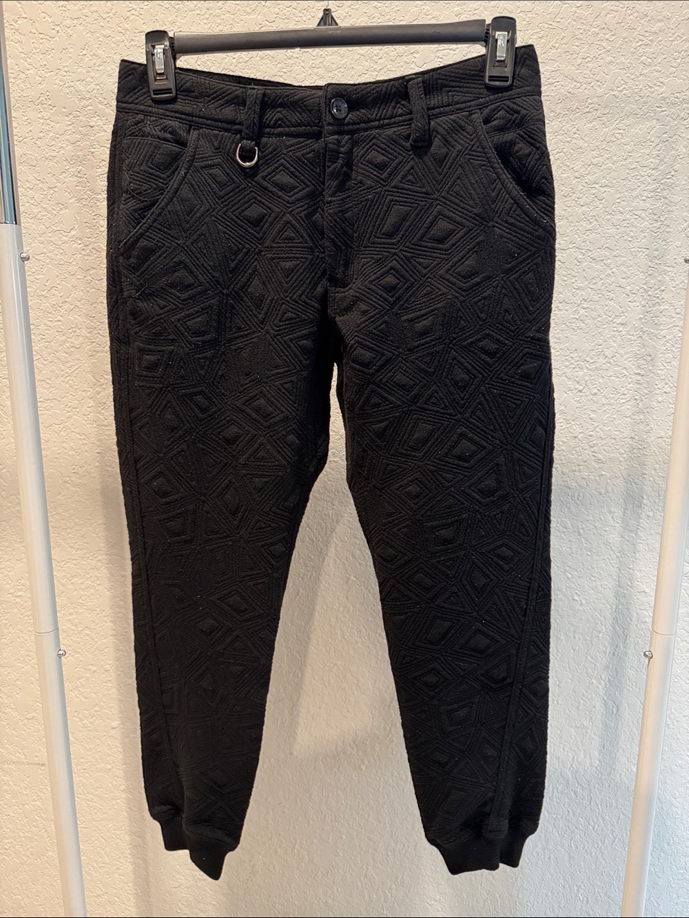 Publish Black Textured Geometric Joggers